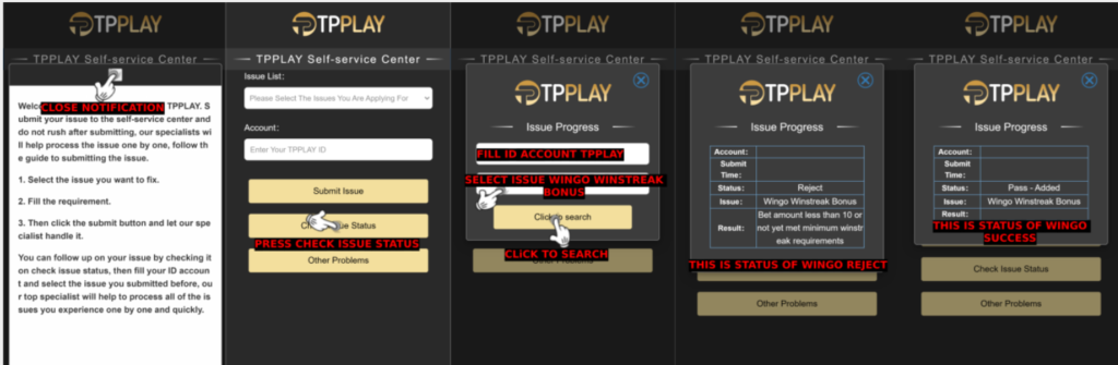 How I Can know if my winstreak bonus already get process on Self-Service TPPLAY?