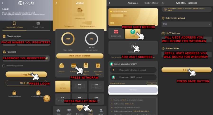 tpplay usdt withdraw method